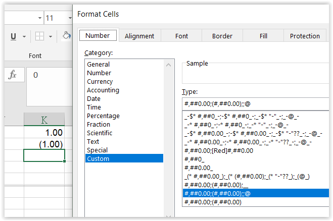 Hide zeros for individual cells